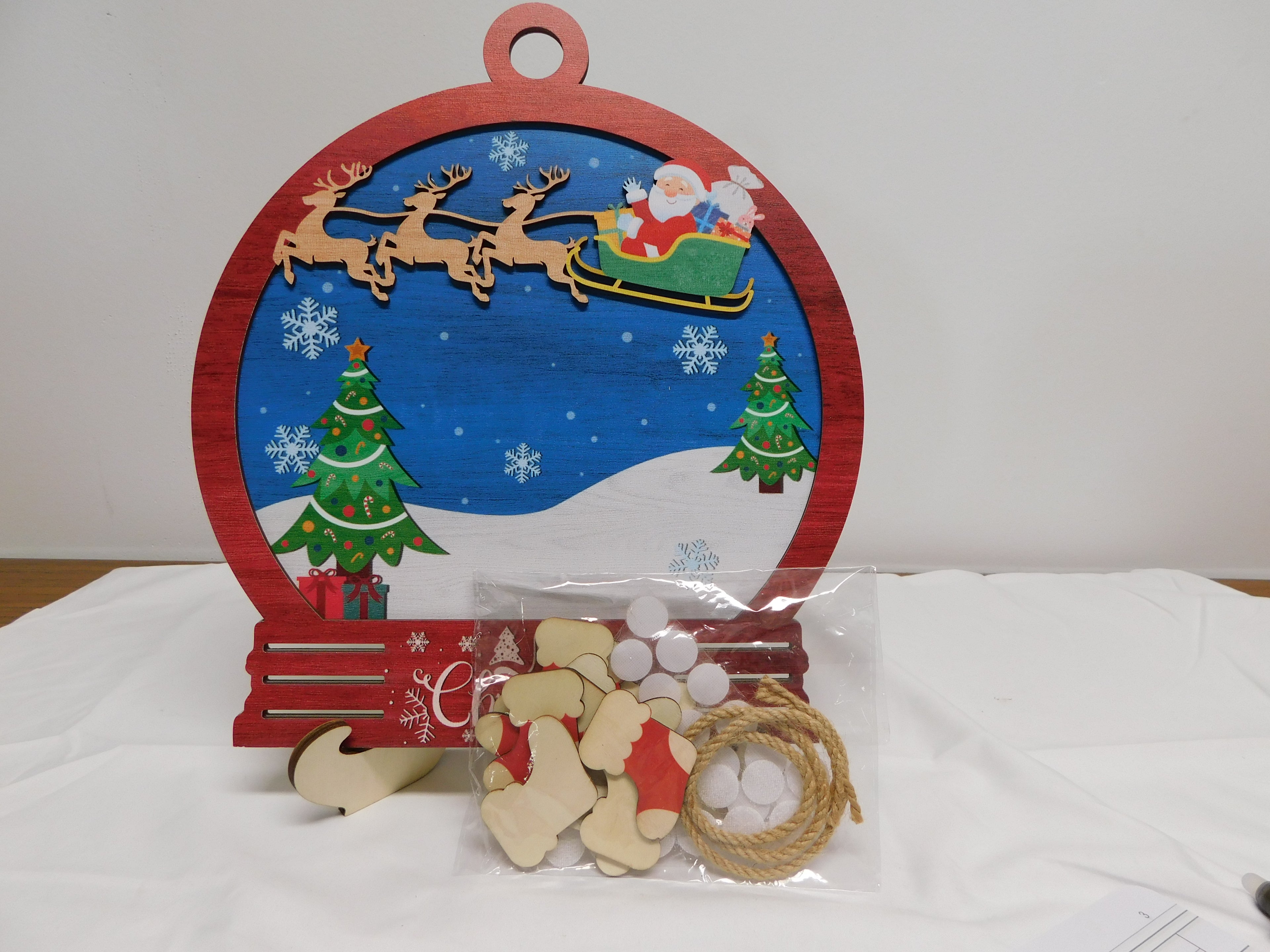 Santa Wooden Plaque with stockings