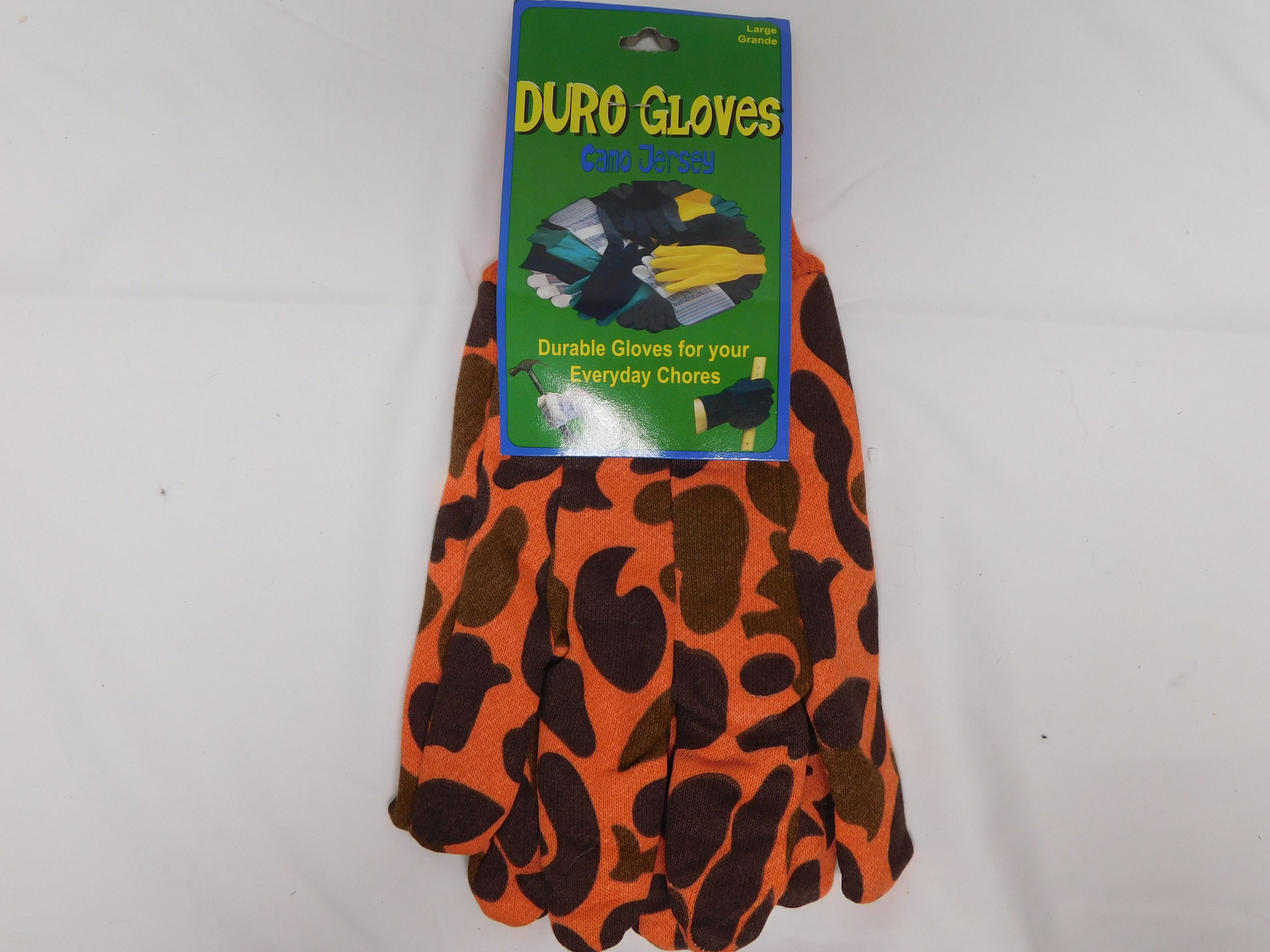 Orange Camo Jersey Gloves Size L