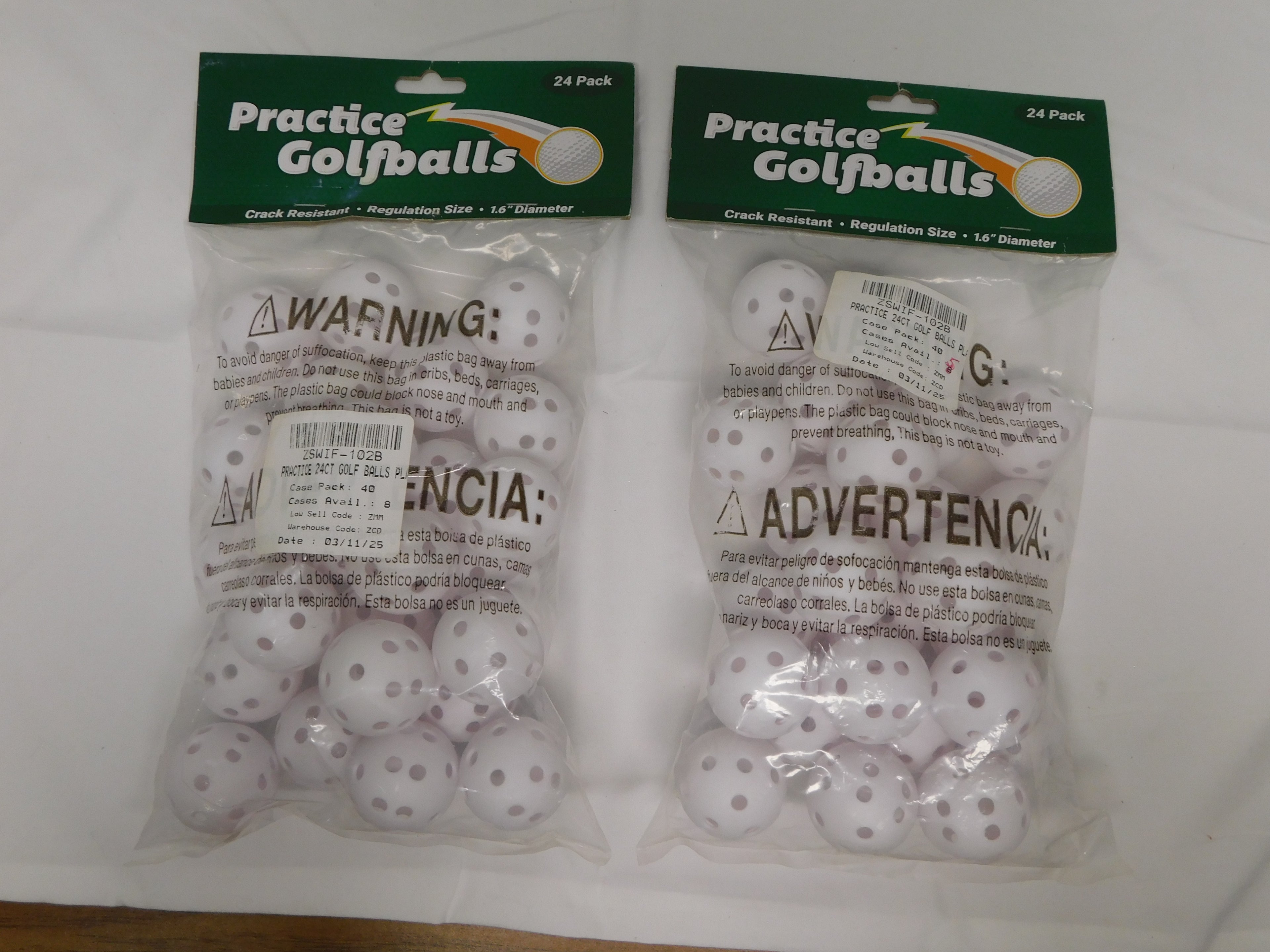 Practice Golf Balls 24 balls per bag