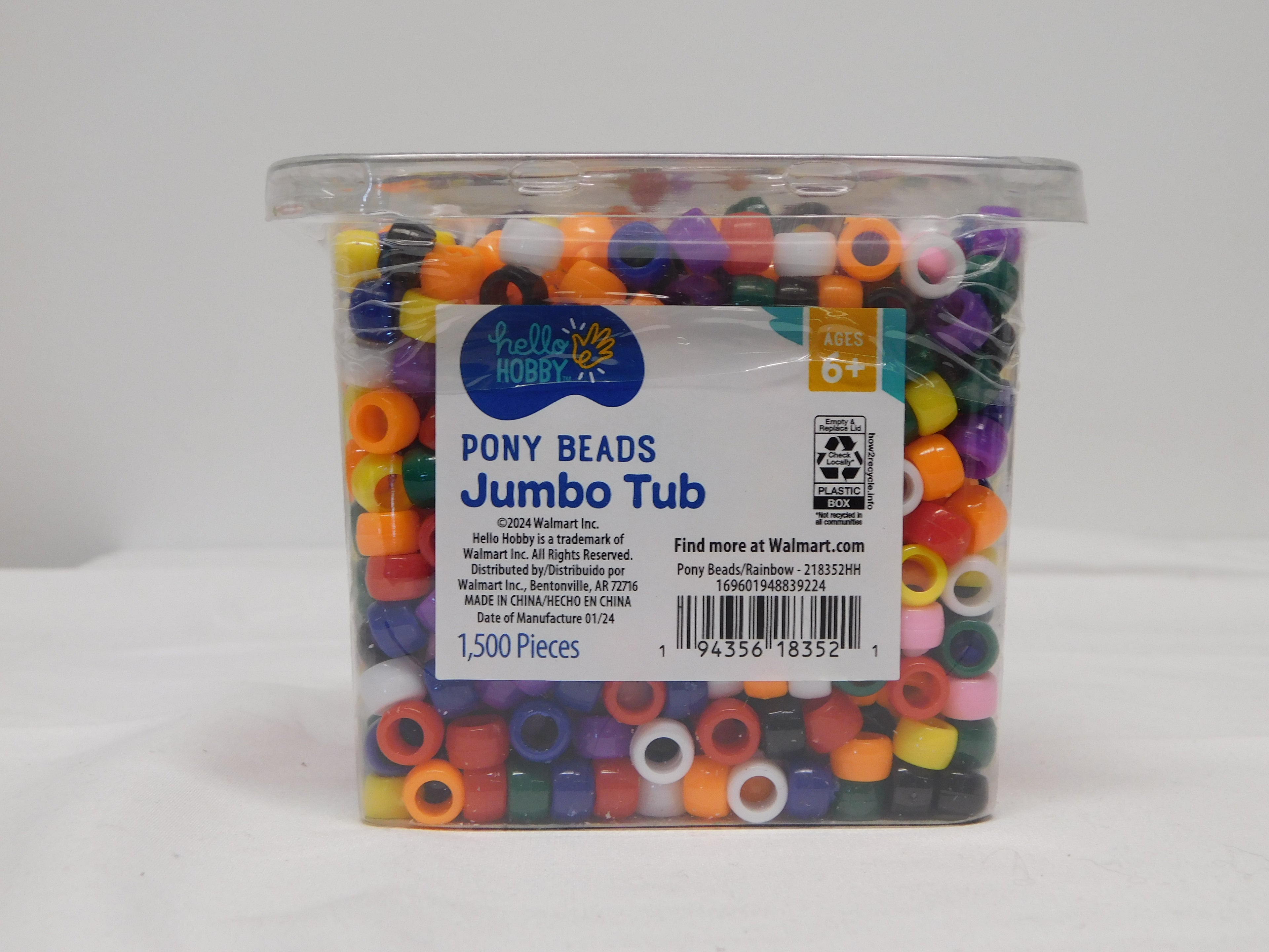 Hello Hobby Pony Beads Jumbo Tub 1500 pcs