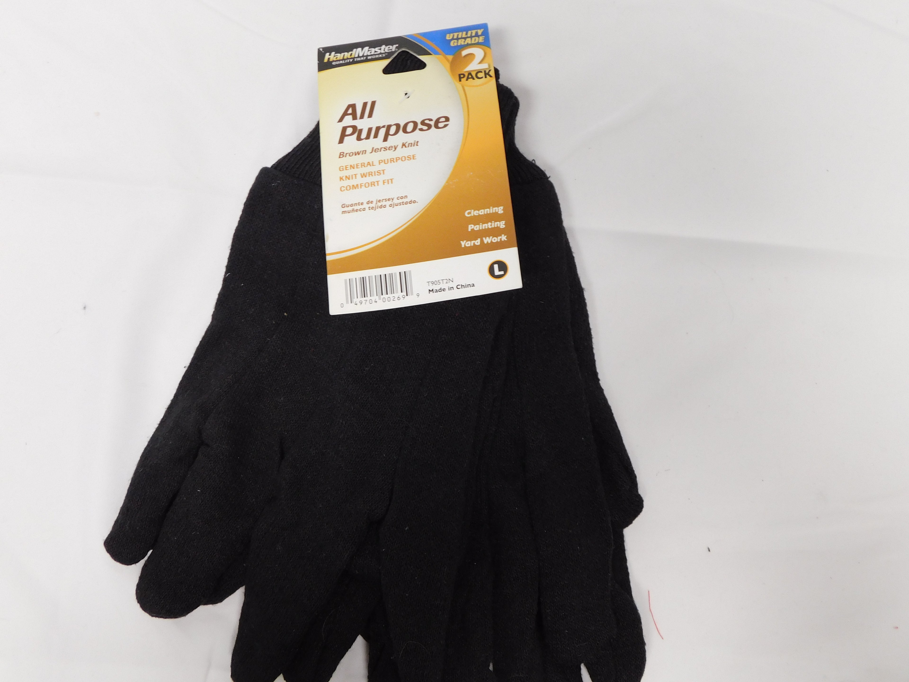 Brown Jersey Gloves Size L 2 Pair