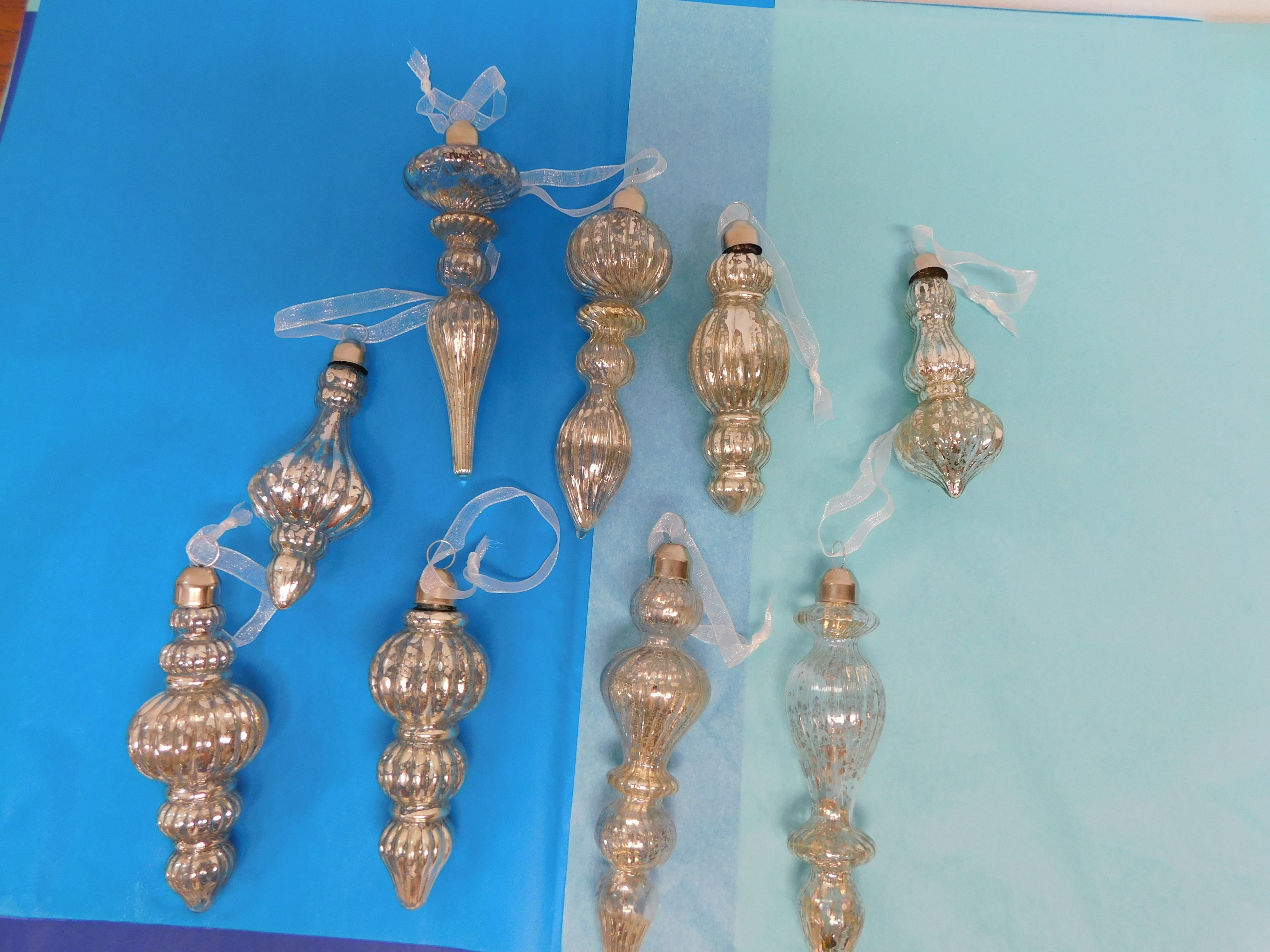 Glass Ornaments Silver 9 pcs