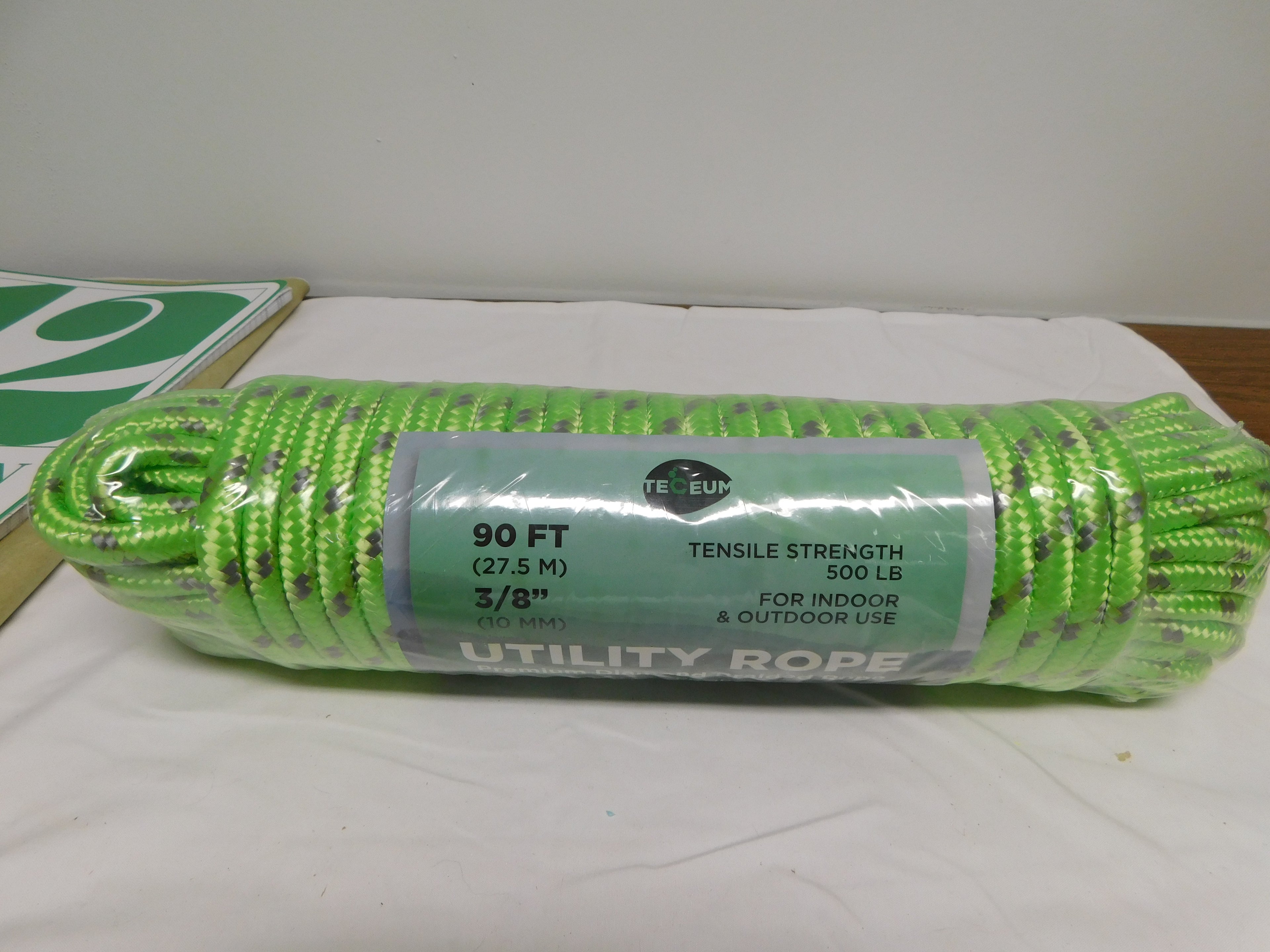 Utility Rope 90ft 3/8" Green and Gray