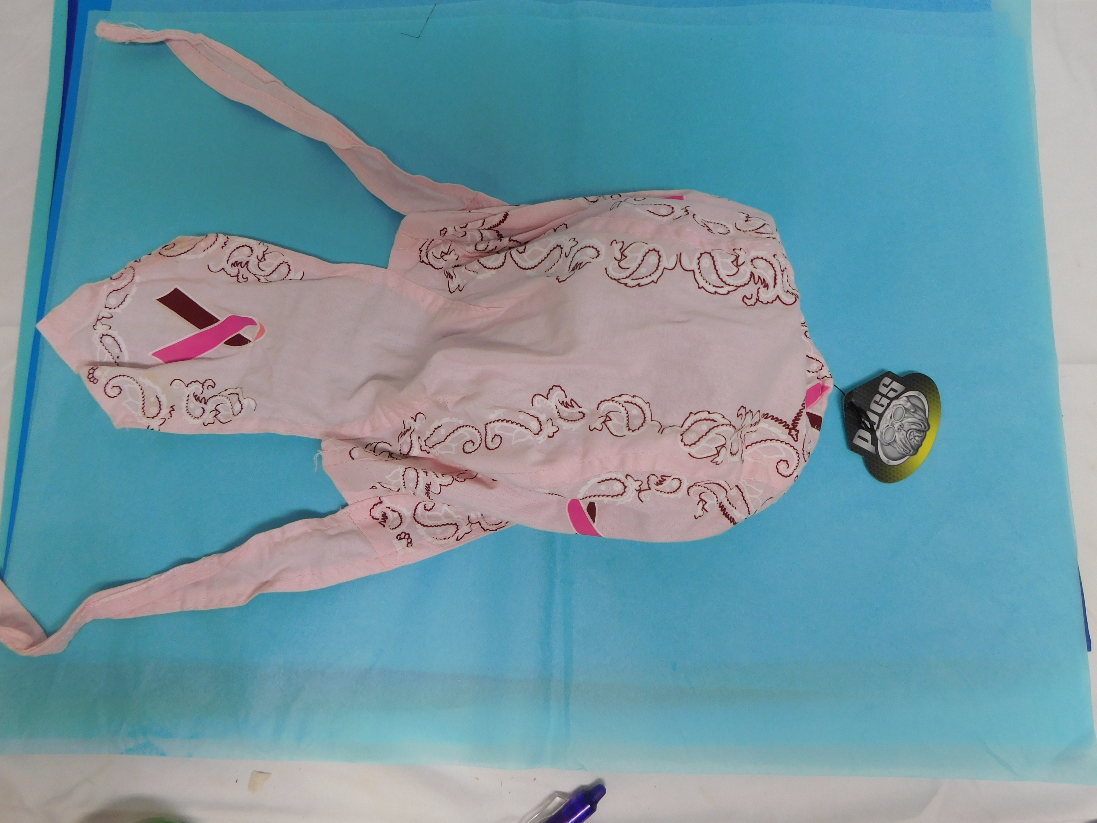 Pug Durag Light Pink with Pink Ribbons