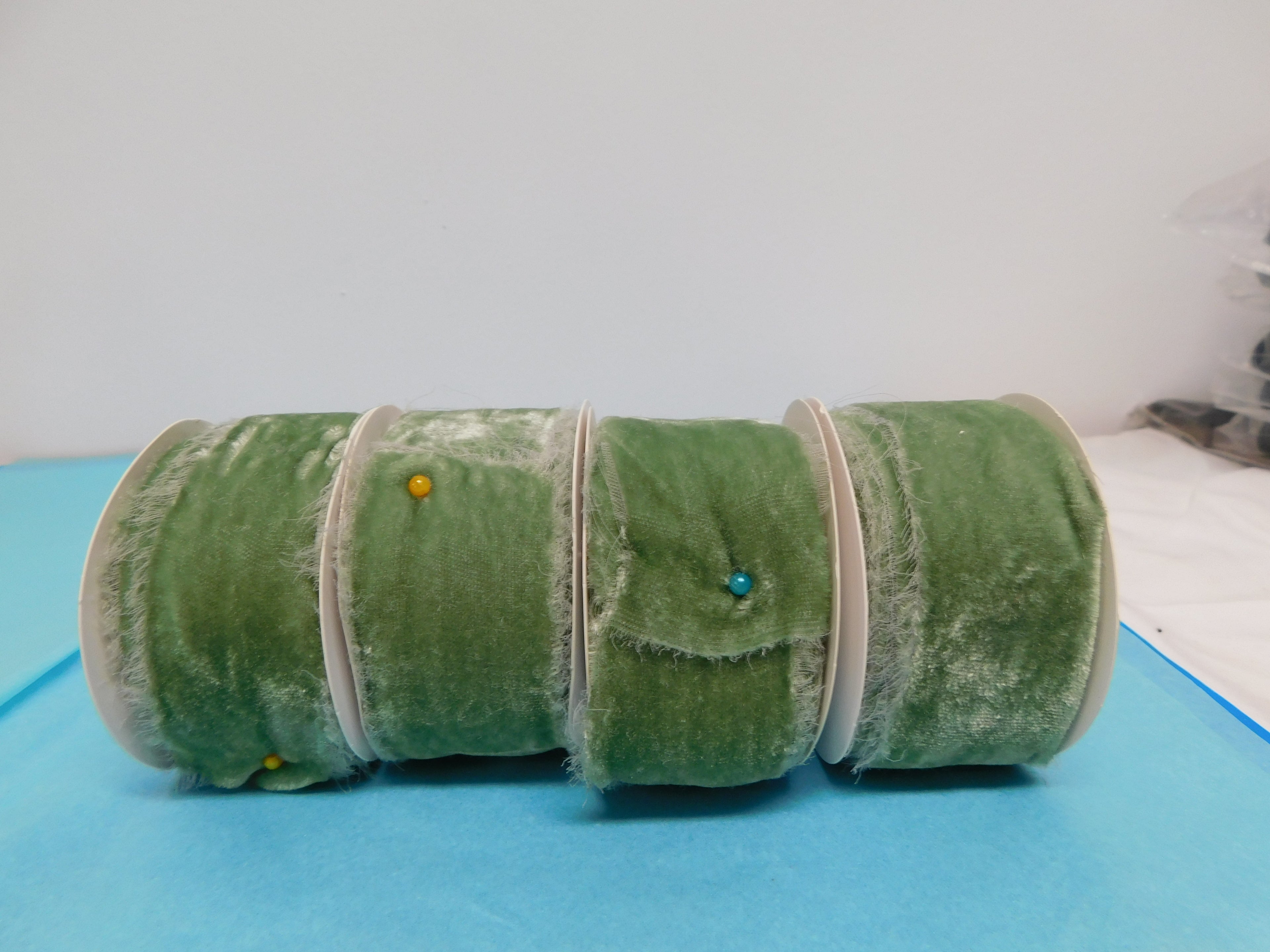 Green Silk Velvet Ribbon 4 Rolls 1.5 inches