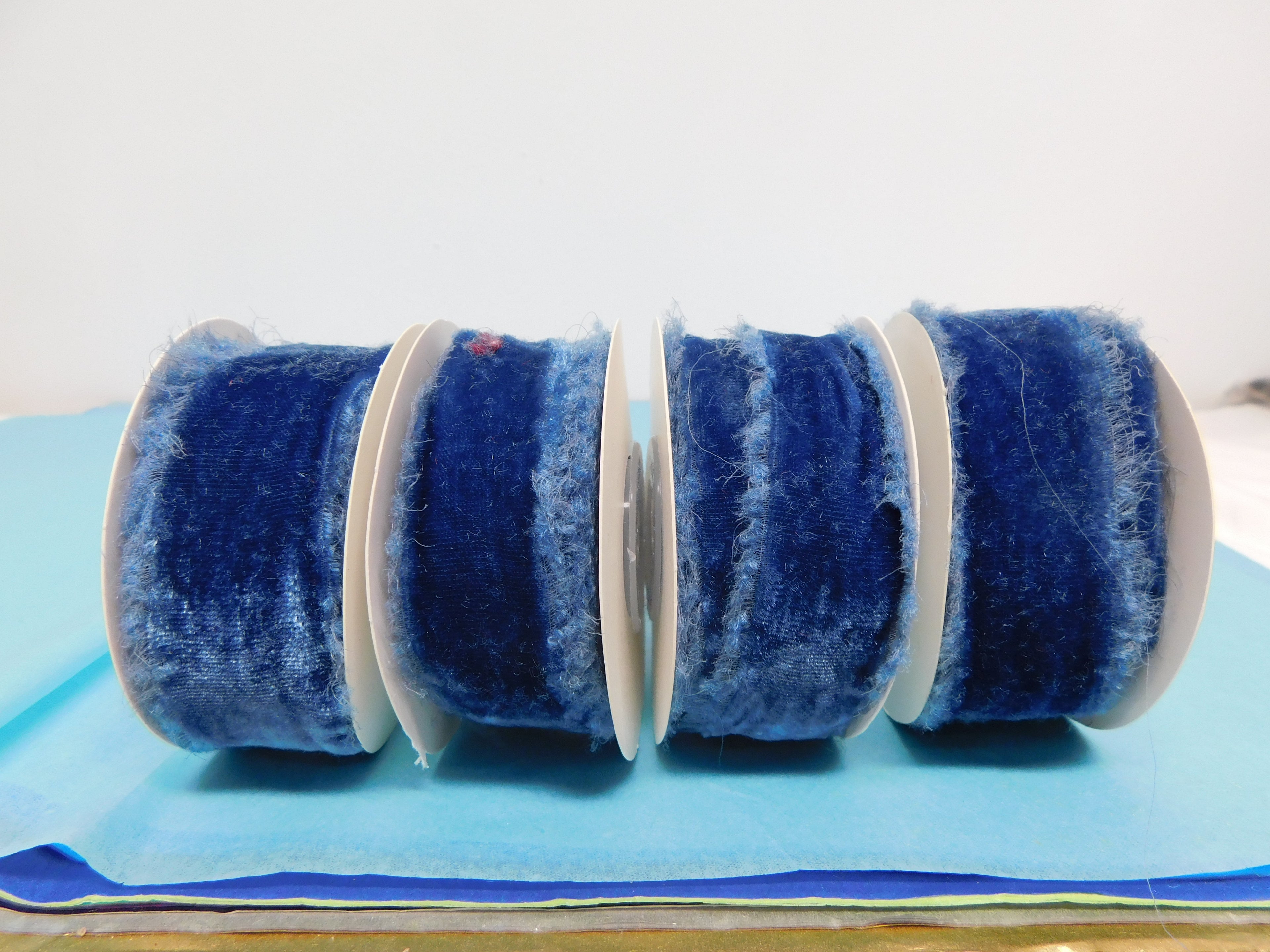 Blue Silk Velvet Ribbon 4 Rolls 1.5 inchs