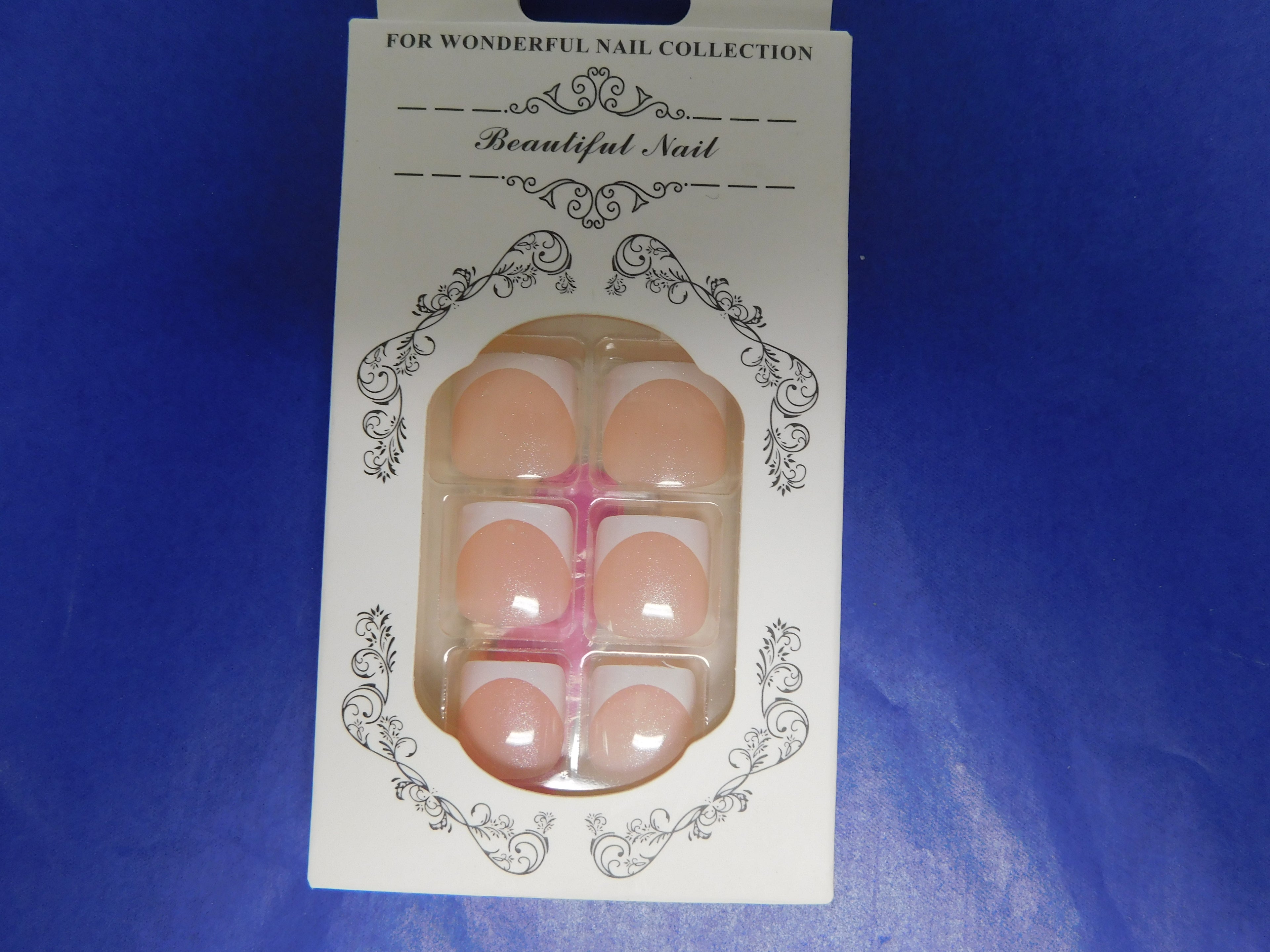 Glitter French Manicure Press On Toe Nails
